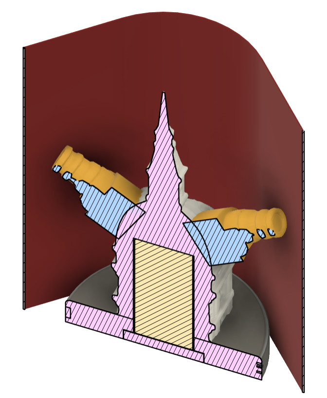 Fusion 360 cross-section render of the molescopio revealing the internal cavity for the embedded weight